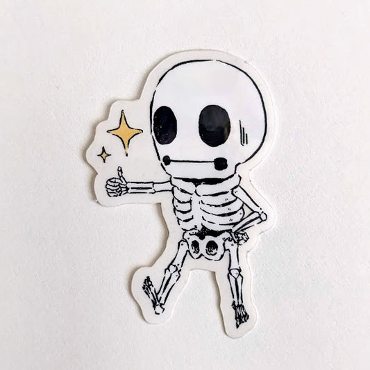 Thumbs Up Skelemen Clear Sticker